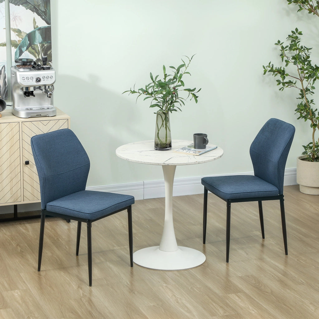 Set di 2 Sedie da Pranzo in Velluto con Schienale Curvo e Gambe in Metallo ¨C Zephmum ¨C Blu 45x57x86 cm