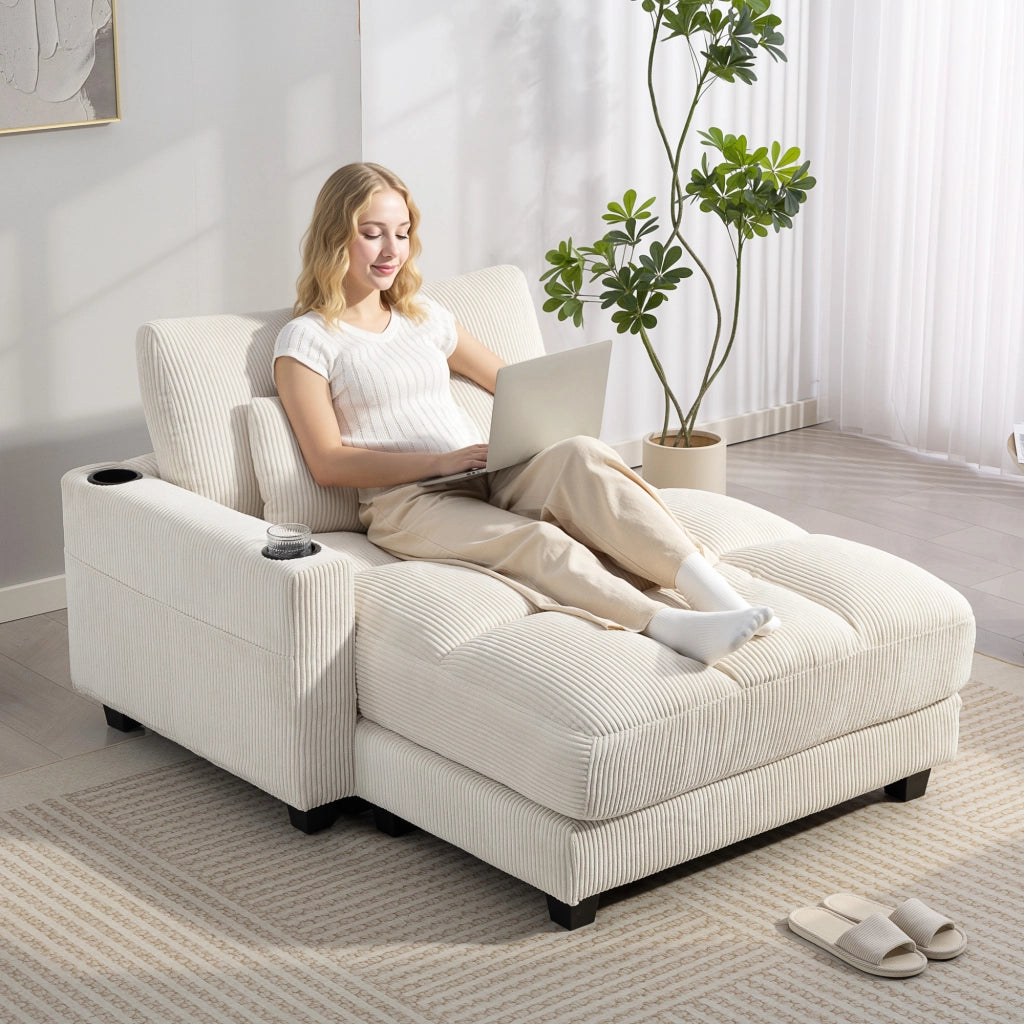 Divano letto imbottito con cuscini ¨C Minimal ¨C crema bianco