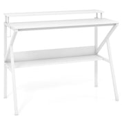 Scrivania compatta 100 x 48 x 81,5 cm supporto ergonomico per monitor con spazio di archiviazione design moderno in legno ingegnerizzato bianco 20_0010840