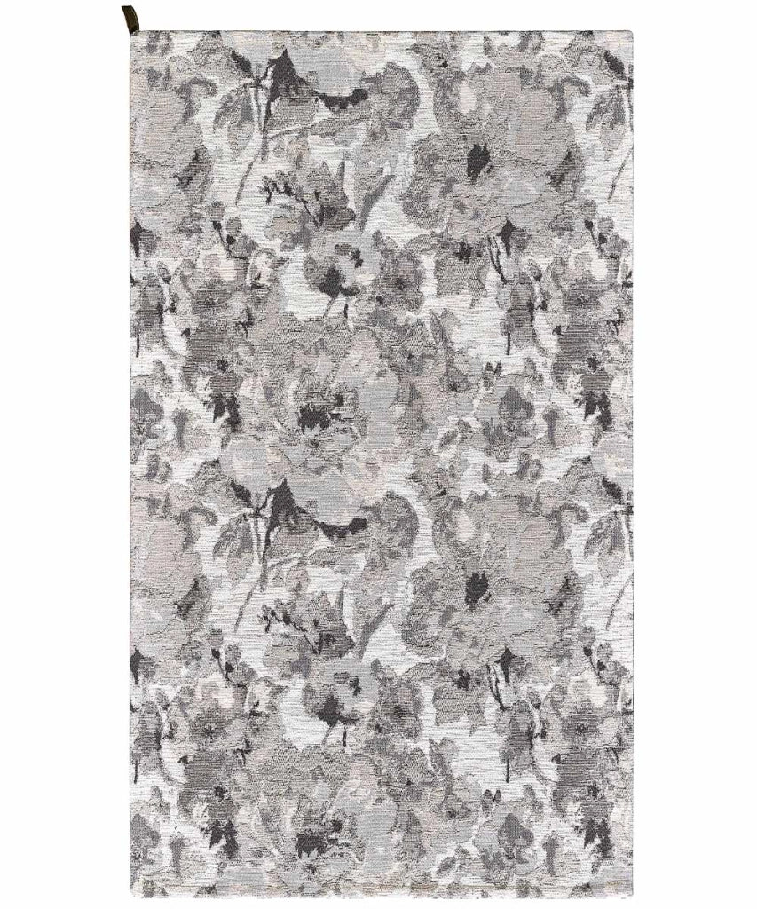 Tappeto floreale moderno con fiori stilizzati DUBAI BEIGE GRIGIO ARGENTO in ciniglia multiuso lavabile antiscivolo cm.115x175