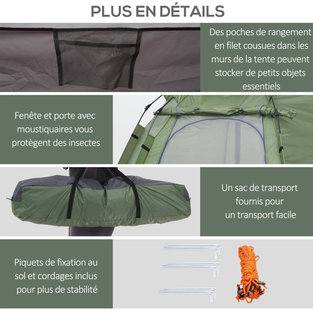 Tenda da campeggio pop up 3-4 persone ¨C zephmum ¨C verde grigio 260x260x150 cm