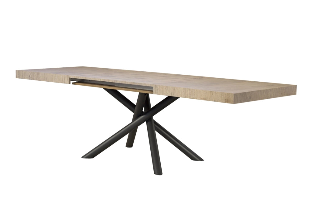 Tavolo Allungabile 120-224x90x77 cm Famas Quercia Natura Telaio Antracite