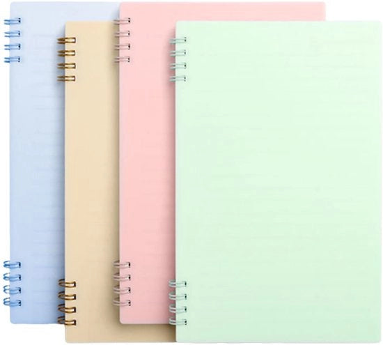 Blocchi note A5 - 4 pezzi - Legatura spirale - Adatti per appunti - Quaderno - Carta morbida - Varie colori - Quaderno per appunti