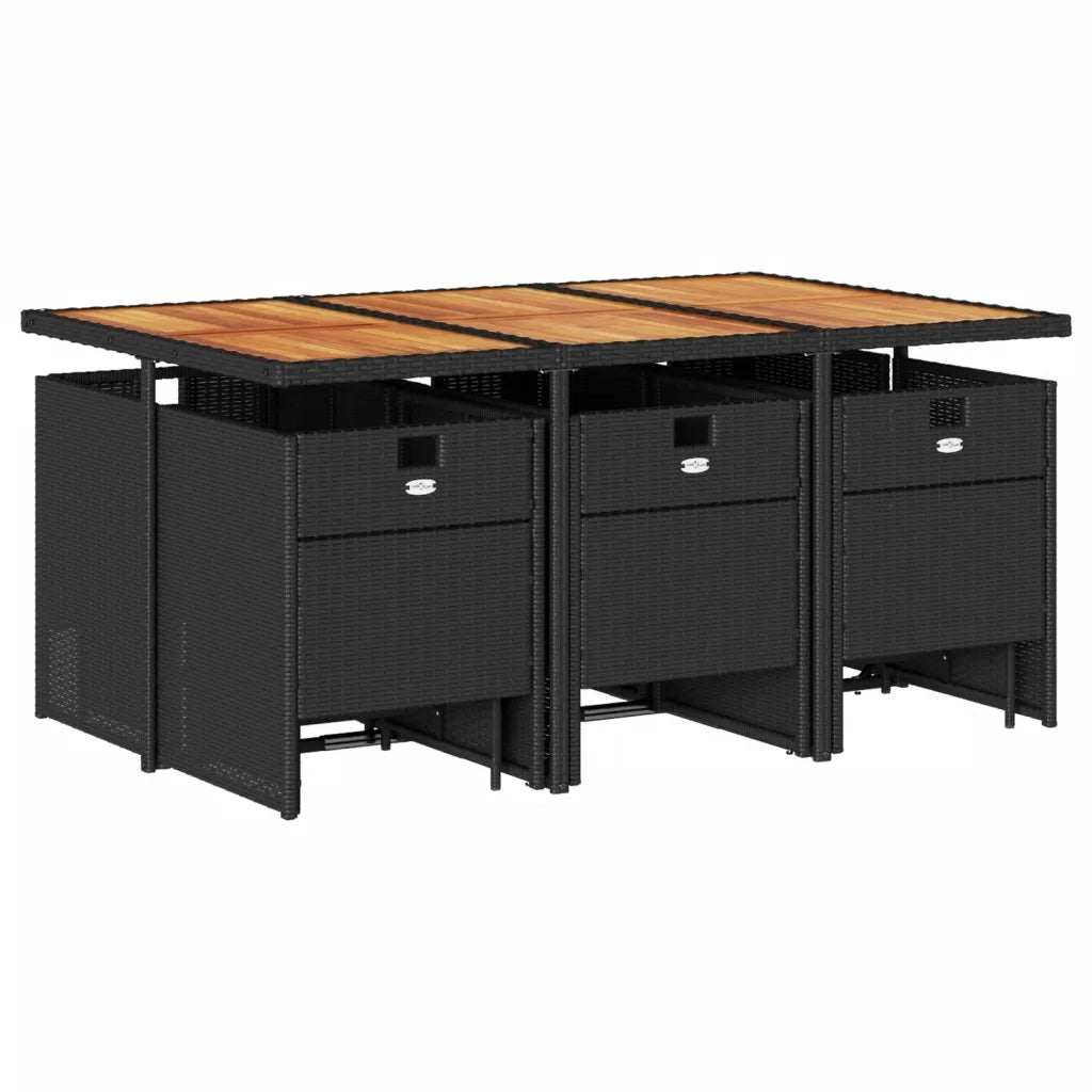 Set da Pranzo da Giardino 11 pz con Cuscini in Polyrattan Nero 3277742