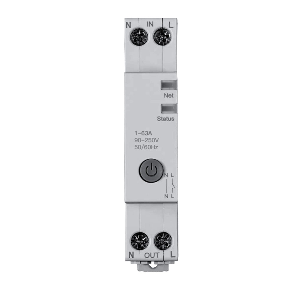 Interruttore WiFi Modulare 63A 220V, 1 Modulo DIN, Memoria, Controllo Remoto con App Tuya Smart Life, Monitoraggio Consumi in Tempo Reale, Compatibile Alexa e Google Home