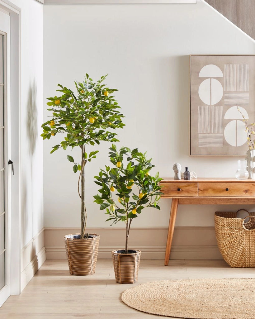 Pianta di limone artificiale in plastica in vaso 105 cm decorazione da interno