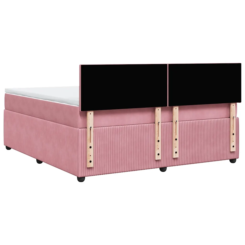 Giroletto a Molle con Materasso Rosa 180x200 cm in Velluto