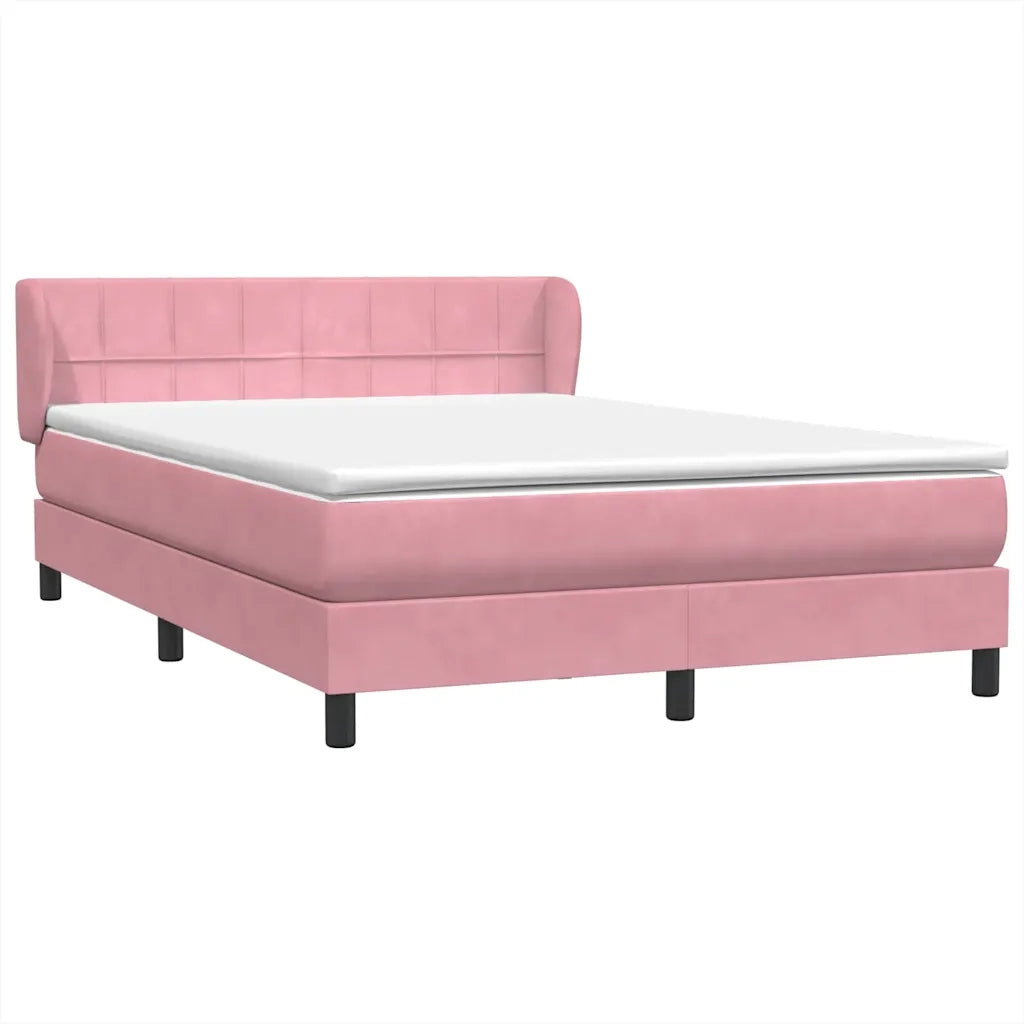 Giroletto a Molle con Materasso Rosa 140x220 cm in Velluto 3317570