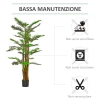 Palma Artificiale in Vaso con 42 Foglie, Pianta Finta Realistica per Interno ed Esterno, 185cm