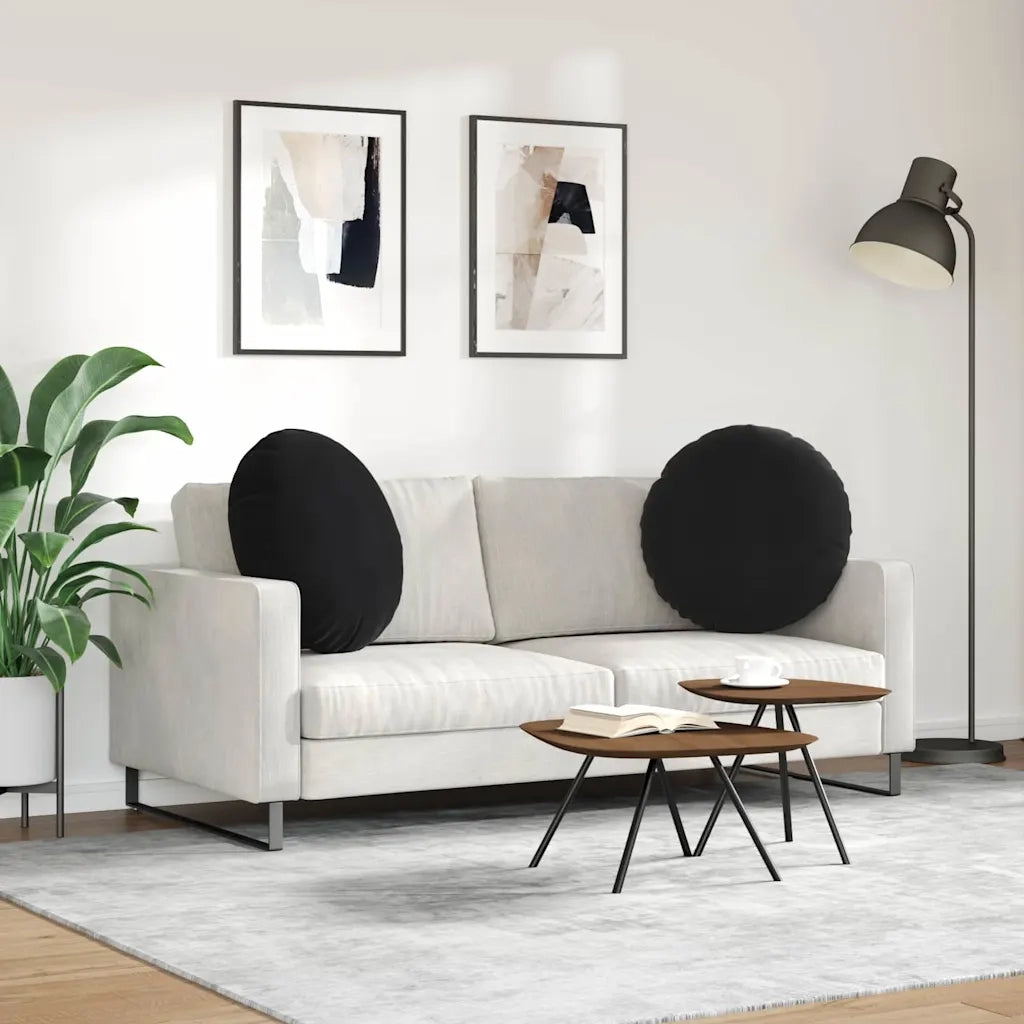 Cuscini per Seduta 2 pcs Nero Ø 80 x 29 cm Velluto