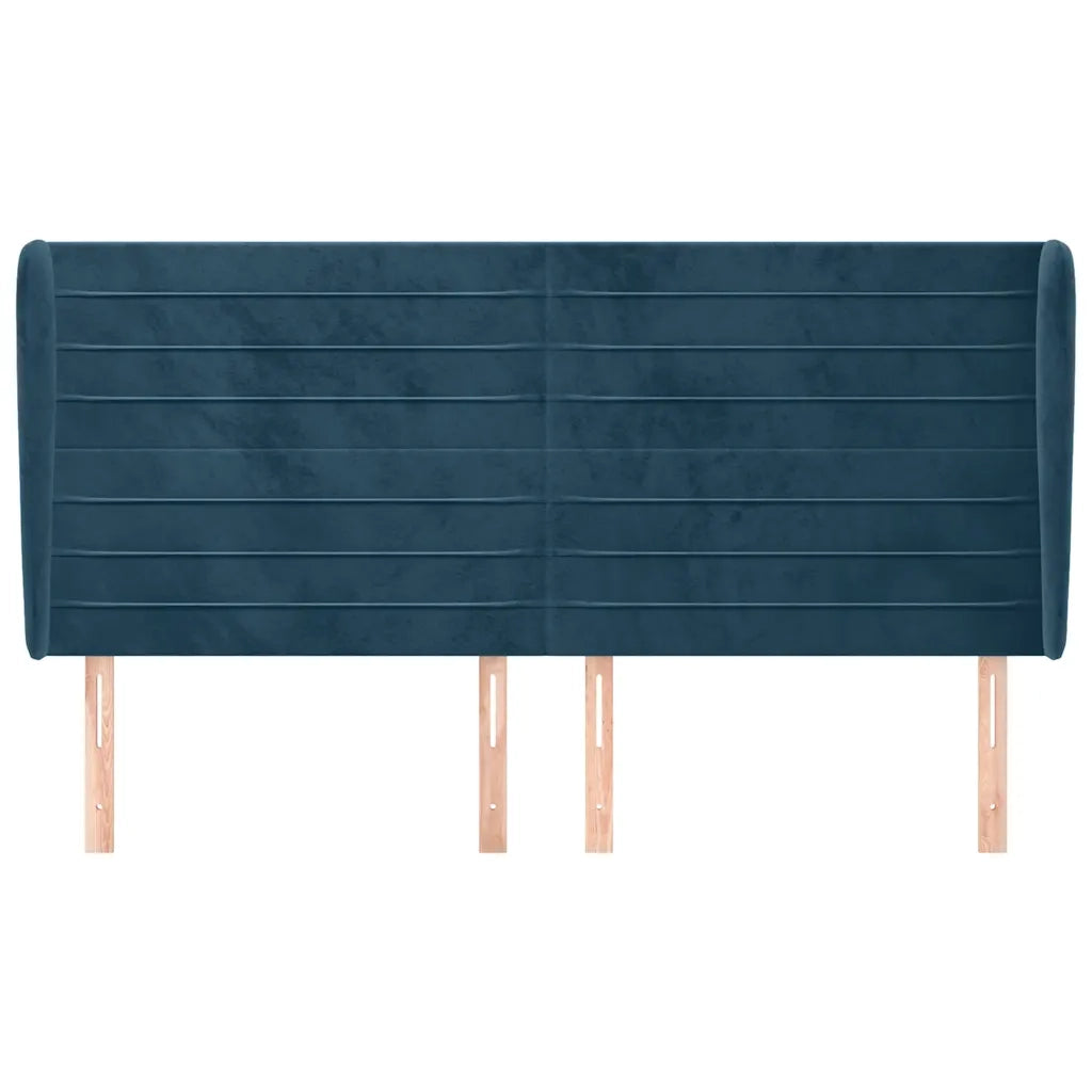 Testiera ad Orecchio Blu Scuro 203x23x118/128 cm in Velluto