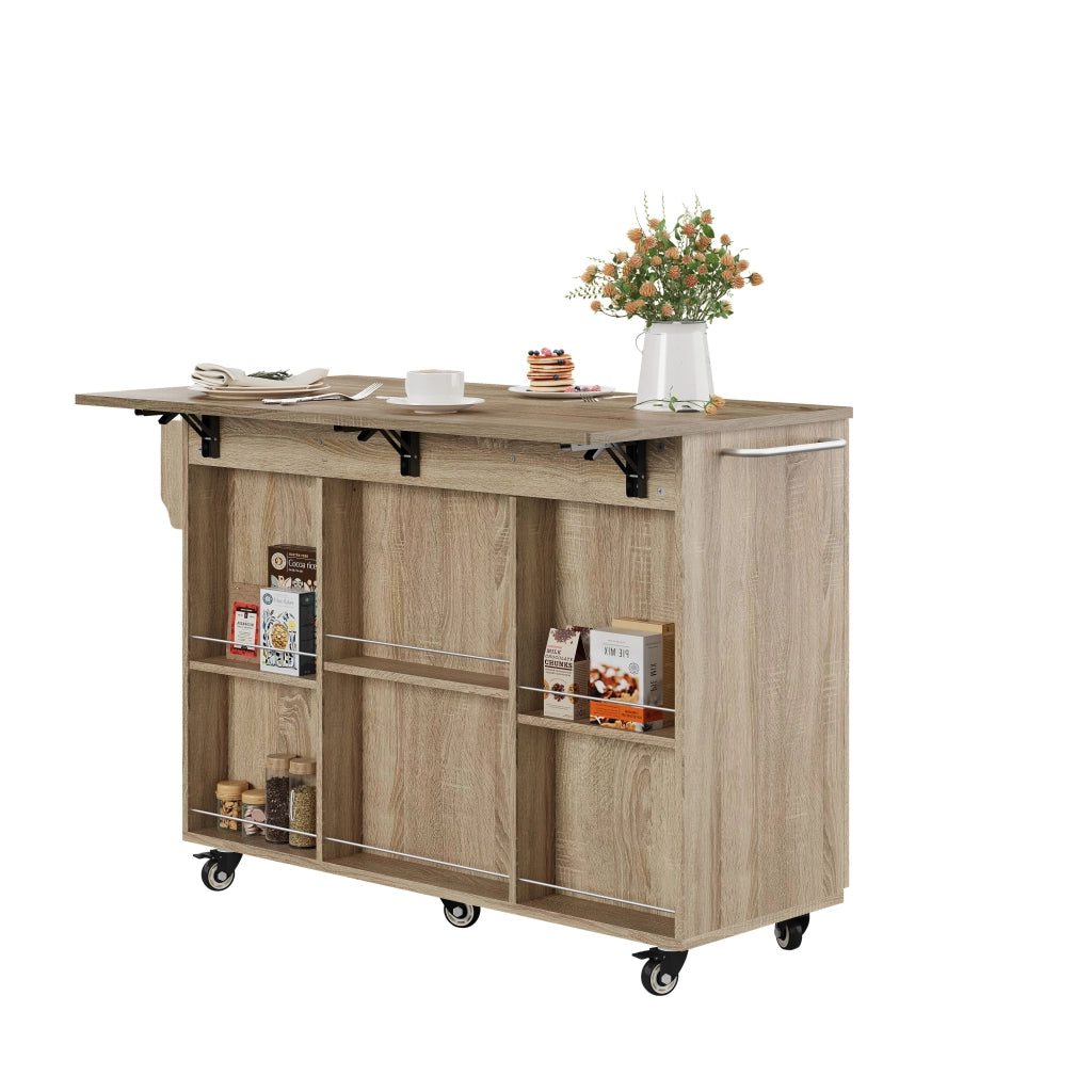 Isola Cucina Mobile con Piano Ribaltabile e Cassetto ¨C MINIMAL ¨C Rovere Sonoma, 92,9x120x43,5 cm