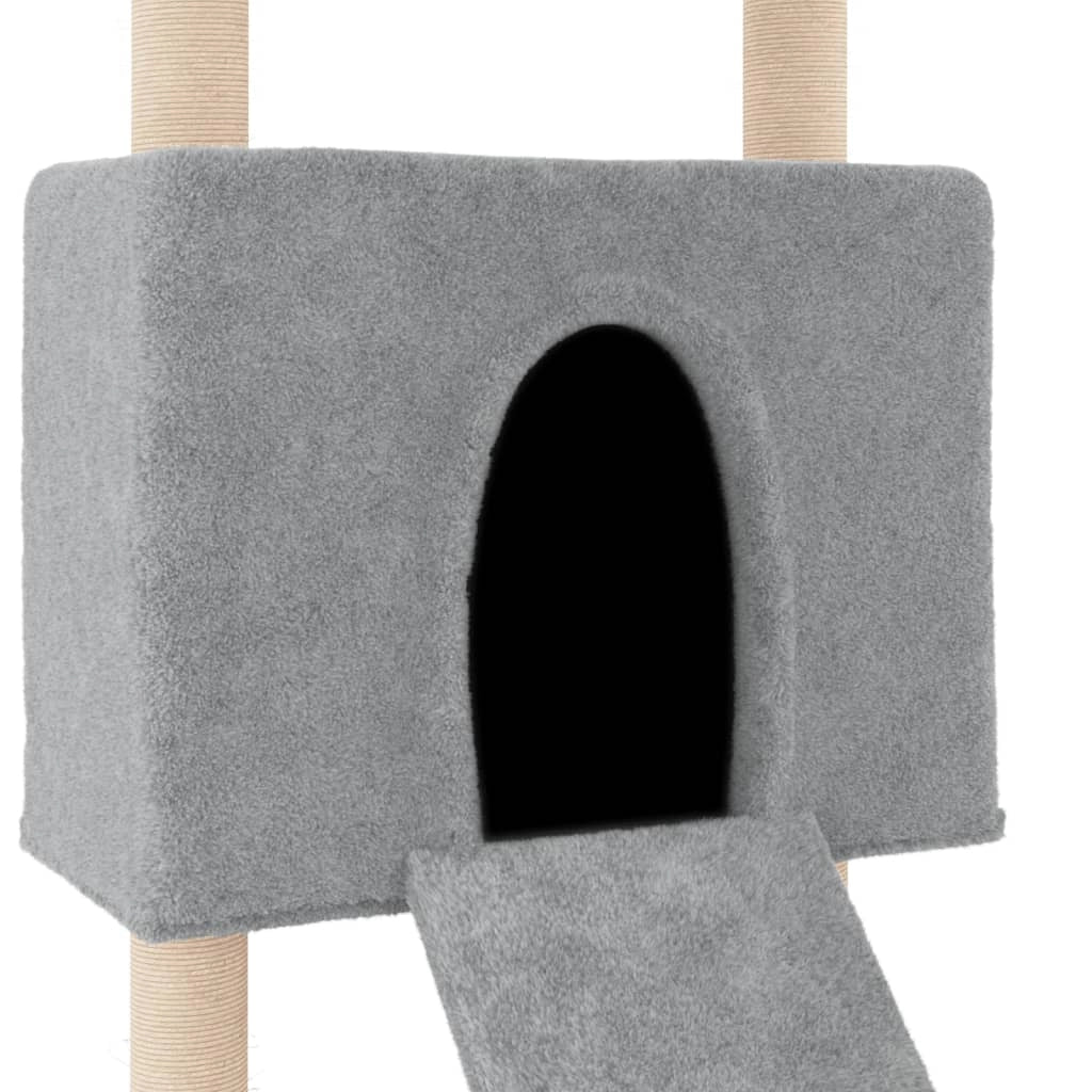 Tiragraffi per gatti torre per arrampicata giocattolo piattaforma per arrampicata con tiragraffi in sisal leggero 153 cm grigio 02_0022577