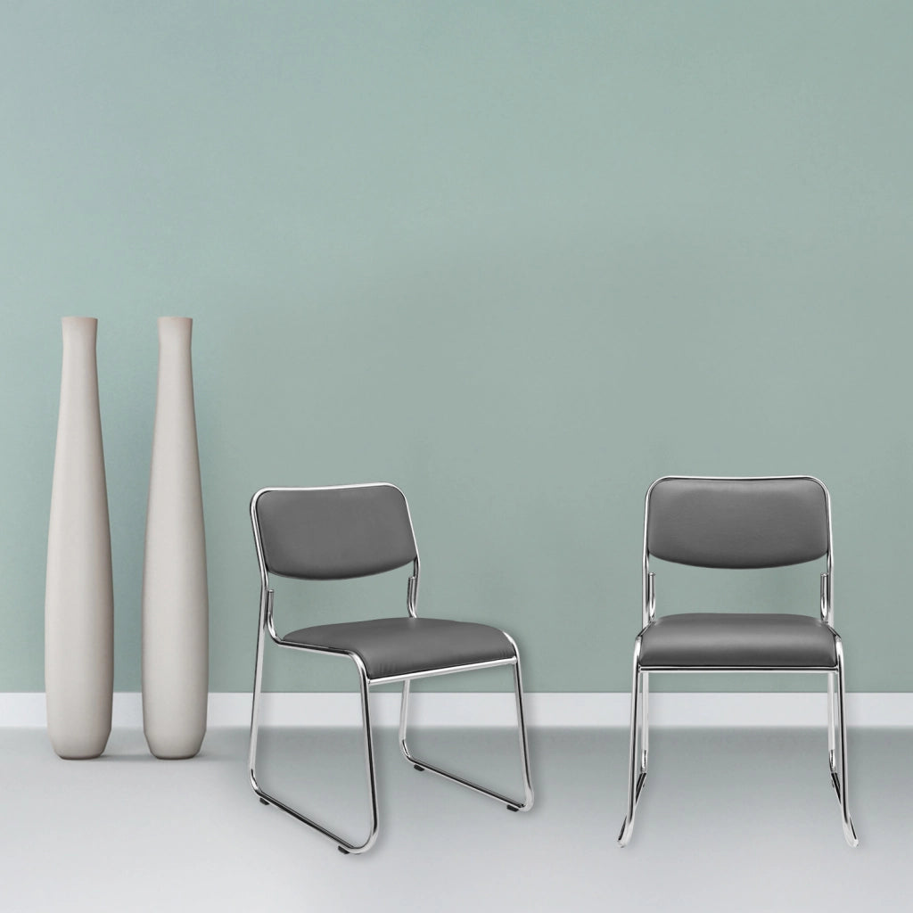 Set di 4 Sedie da Conferenza con Telaio in Metallo Seduta e Schienale Imbottiti - Grigio pro.tec
