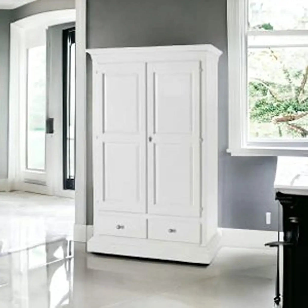 Armadio Verona in legno Shabby chic bianco opaco