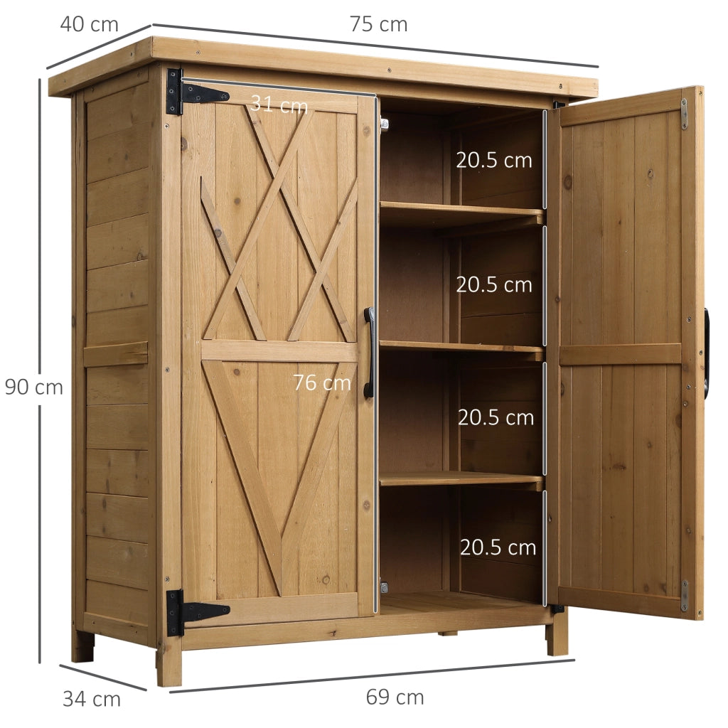 Armadio da Giardino in Legno con 2 Ante e 4 Scaffali ¨C zephmum ¨C 75x40x90 cm