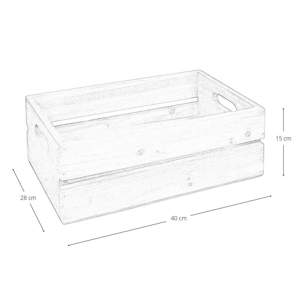 Cassettina Contenitore Portaoggetti in Legno Marrone con manici cm 40 x 28 x h15