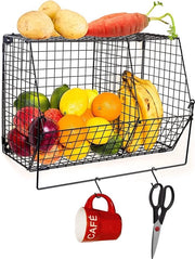 Mand per verdure e frutta - Porta verdure e frutta con cerniere a S - Piastra di metallo per la parete - ChasBete