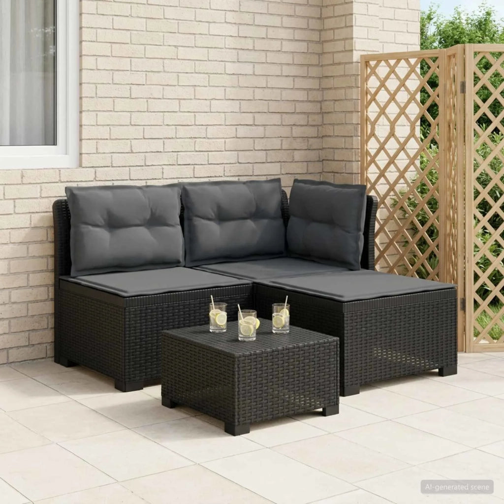 Divano da giardino 3 posti con cuscini in look rattan PP 8011905