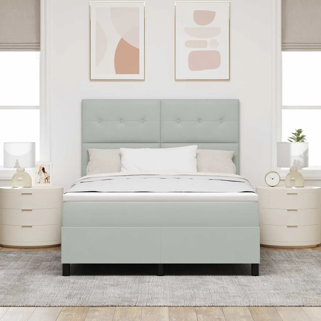 Letto a Sorgente LED Grigio chiaro 160 x 200 cm Tessuto