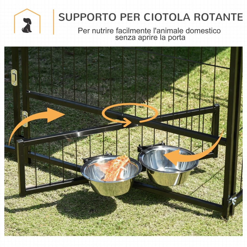 Recinto per Cani in Metallo e Tessuto ¨C zephmum ¨C 141x141x151 cm Nero e Marrone