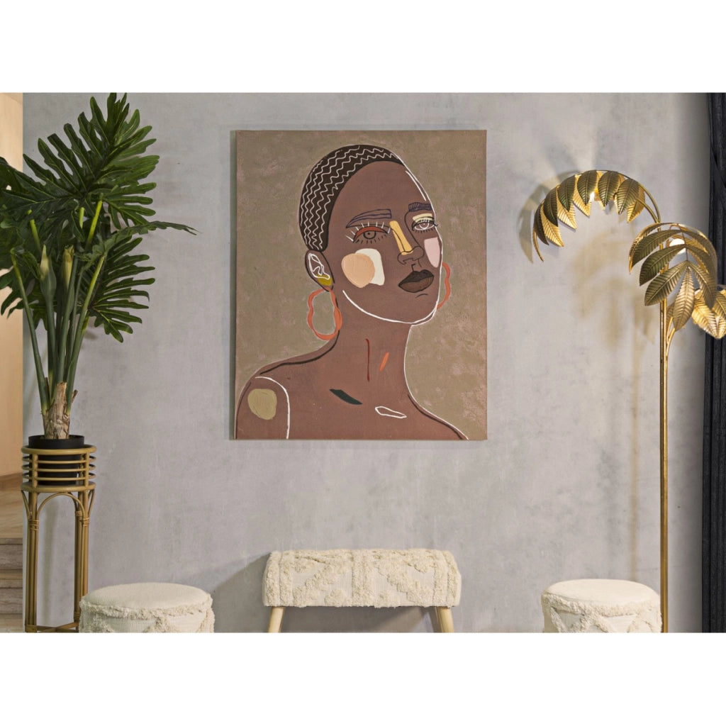 Stampa su Tela Viso 16, Marrone, Legno, 80x2,8x100 cm