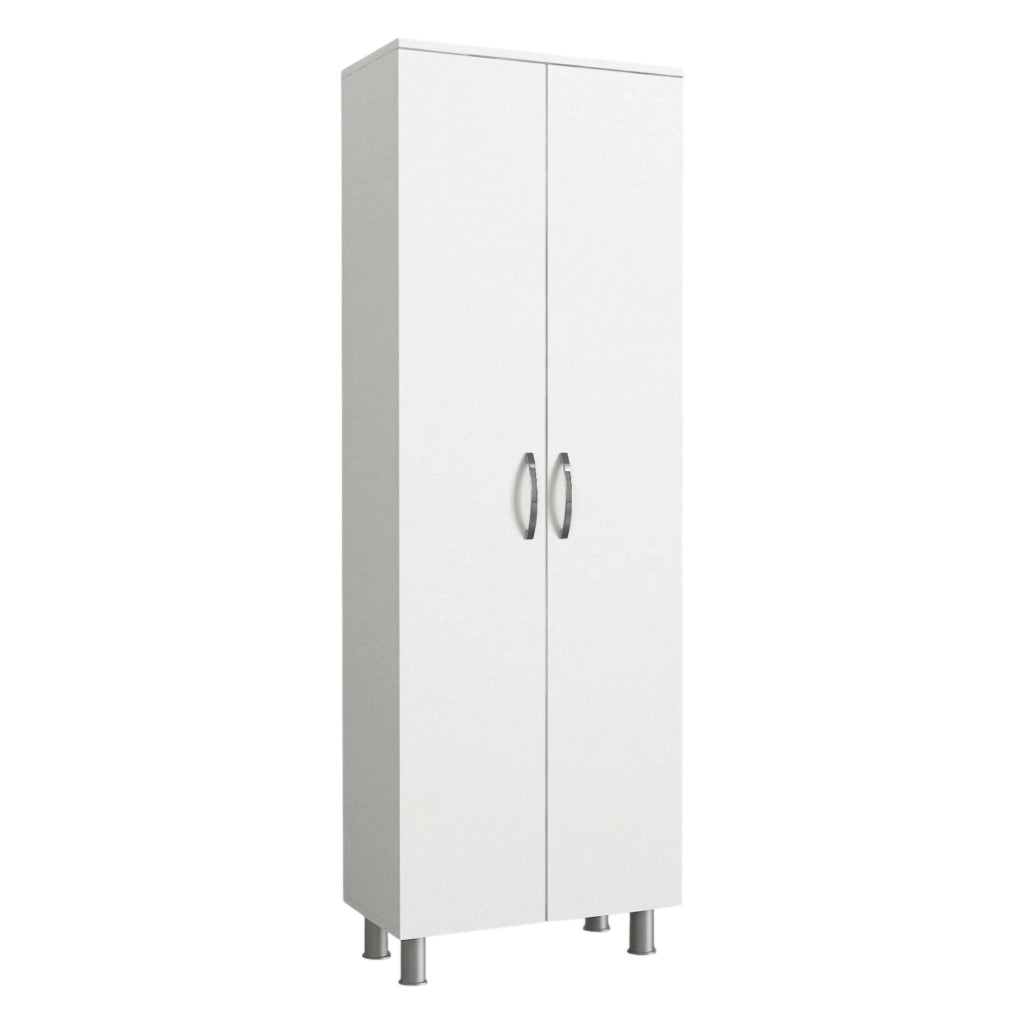 Vincent, Armadio Multiuso 2 Ante 5 Ripiani, 59x162h cm Bianco