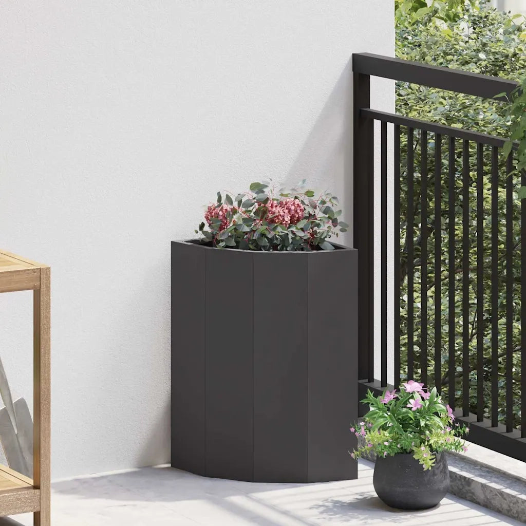 Vaso d'angolo Nero 30 x 30 x 50 cm Acciaio 883675
