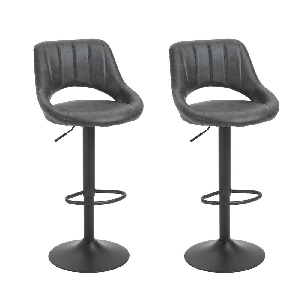 SET 2 SGABELLI MODERNI ALTI GIREVOLI CON SCHIENALE E POGGIAPIEDI 49X90X110CM