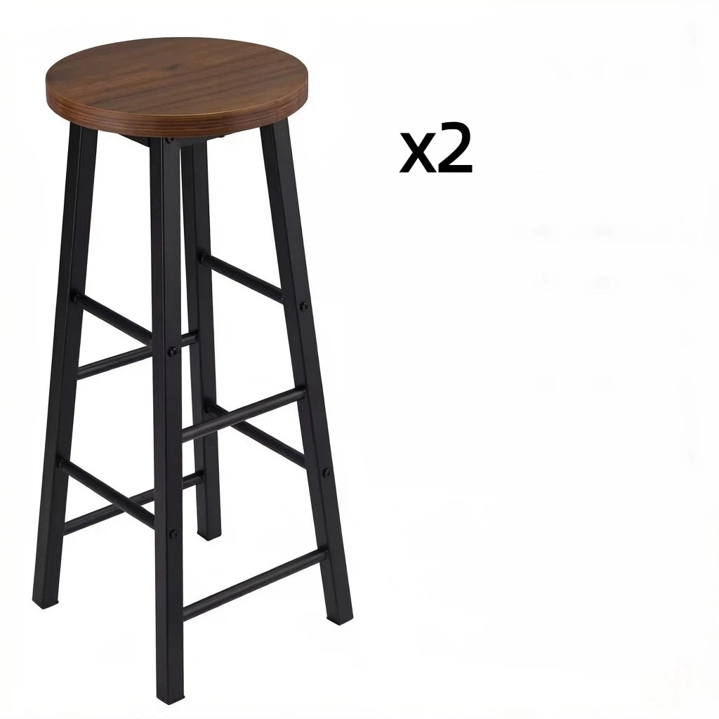 Set di 2 sgabelli da bar industriali con poggiapiedi e struttura in metallo e MDF per cucina e bistrot marrone