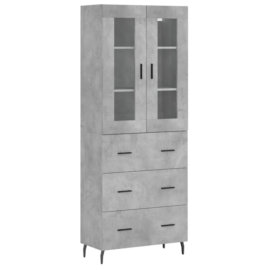 Credenza | Madia | Buffet da pranzo | Armadio da pranzo Grigio Cemento 69,5x34x180 cm in Legno Multistrato