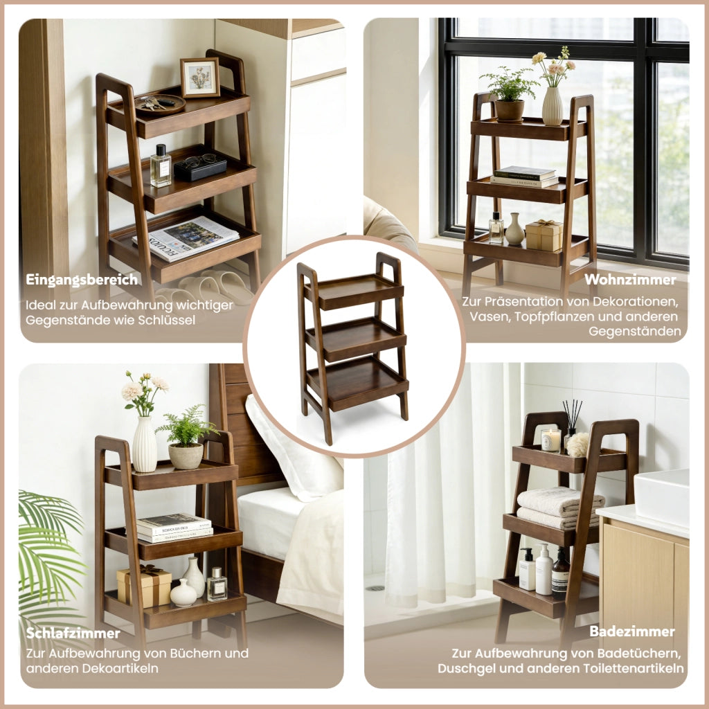 LIBRERIA A SCALA 3 RIPIANI 94x48x15 cm Legno massello Noce