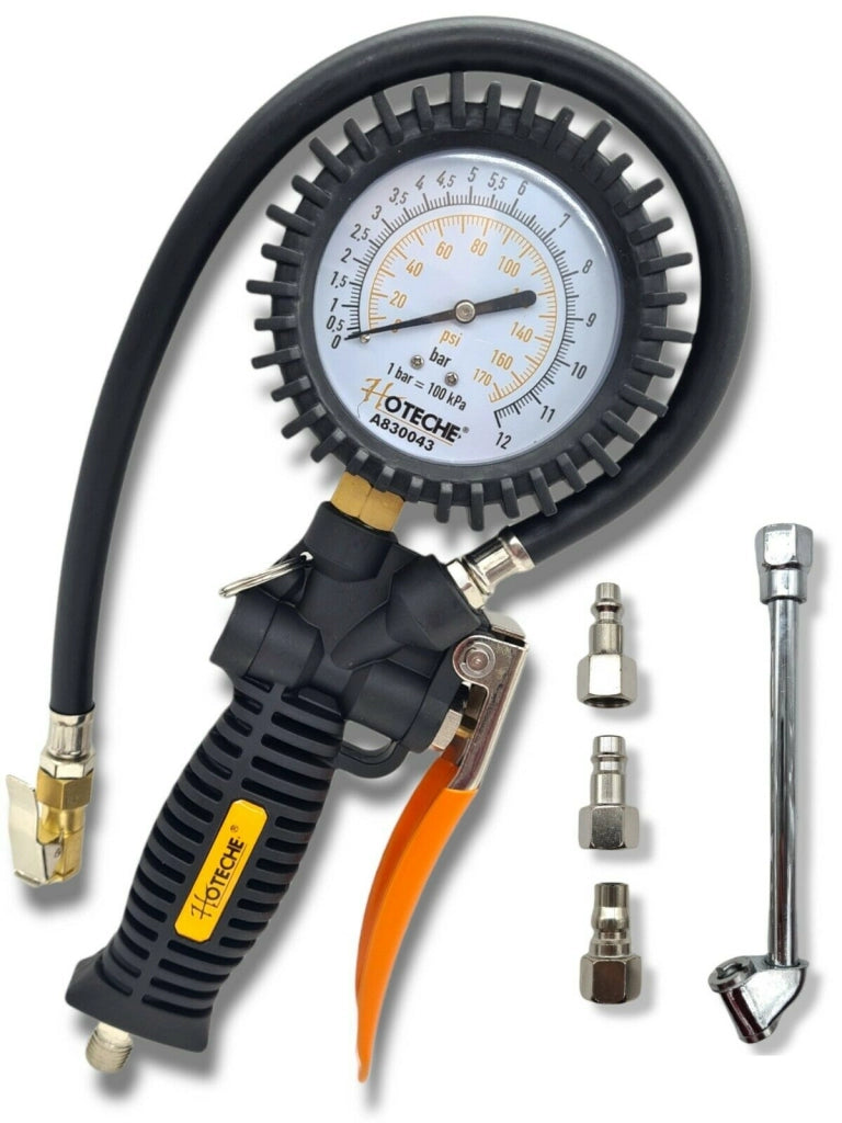 MANOMETRO ARIA COMPRESSA PRESSIONE GOMME 12 BAR PISTOLA GONFIAGGIO GOMME