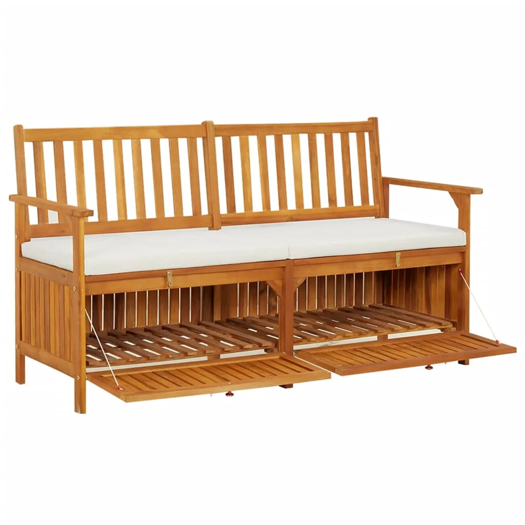 Panca da giardino mobili da esterno per patio panca contenitore da terrazza con cuscino 148 cm legno massello di acacia 02_0011798