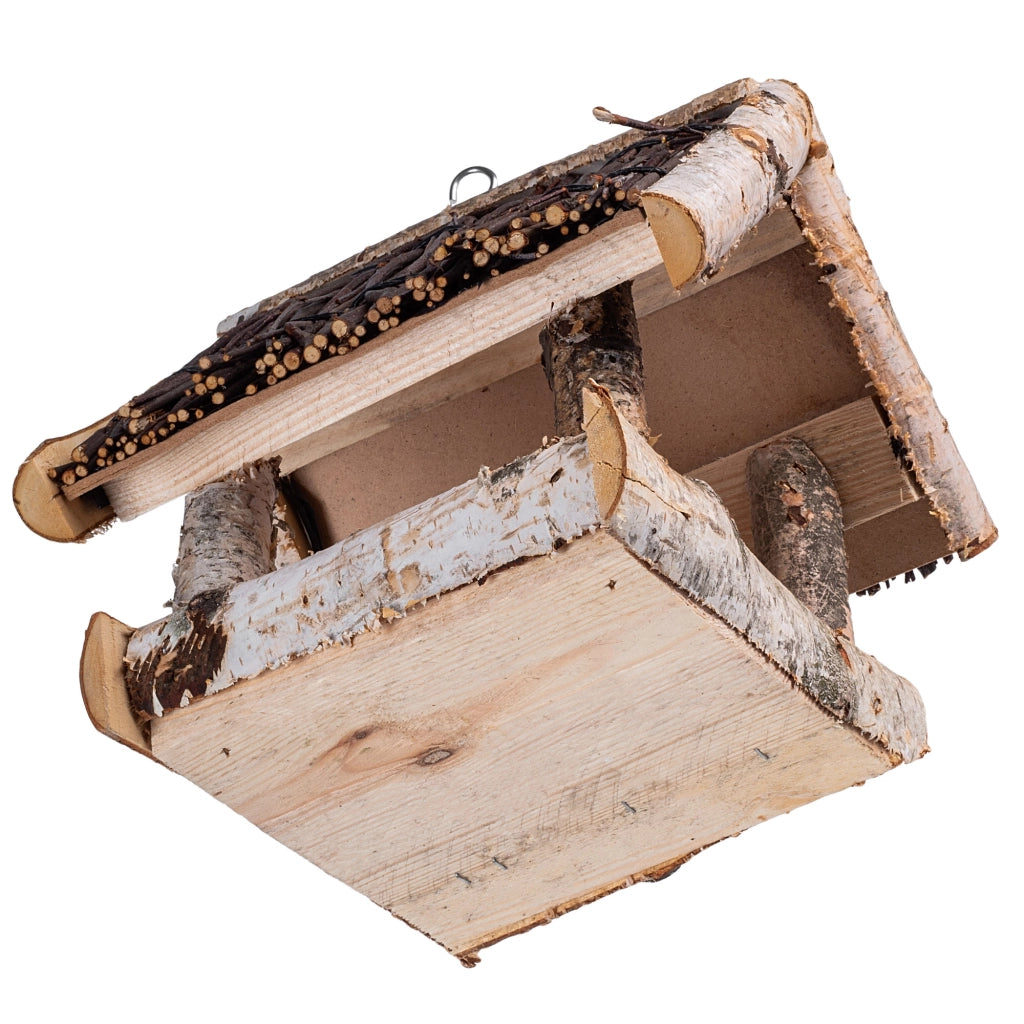 KADAX Grande mangiatoia per uccelli in legno da appendere, decorazione da giardino.