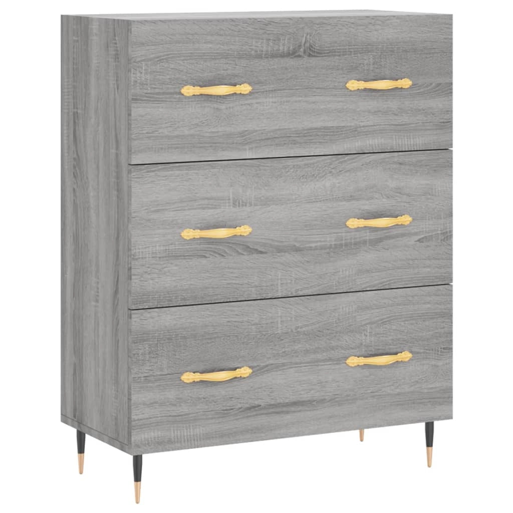 Buffet credenza cassettiera armadio mobile contenitore organizer cucina soggiorno salotto rovere Sonoma alto 69,5 x 34 x 180 cm legno ingegnerizzato grigio 02_0035480