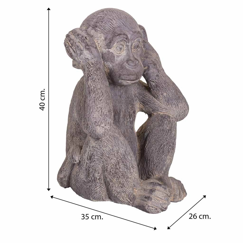 Scimmia decorativa in magnesio grigio 35x26x40h