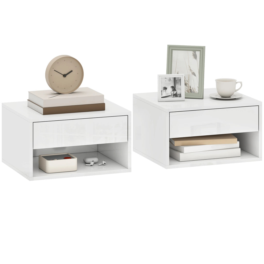 Comodini da parete ¨C zephmum ¨C 2 pezzi, bianco, 37x32x21 cm