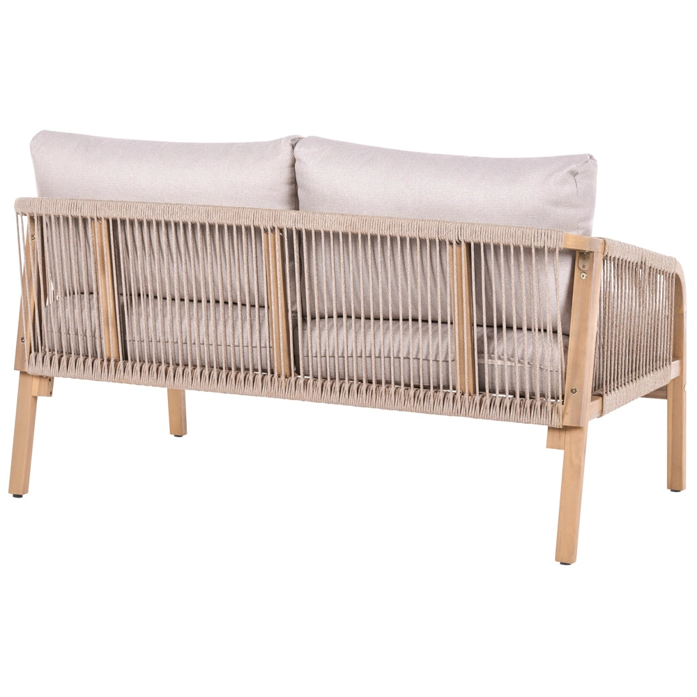 Set da giardino 4 elementi in legno di acacia con cuscini beige chiaro salotto da esterno design moderno