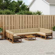 Set di divani da esterno con cuscino 11 pcs Naturale e Beige 3382946