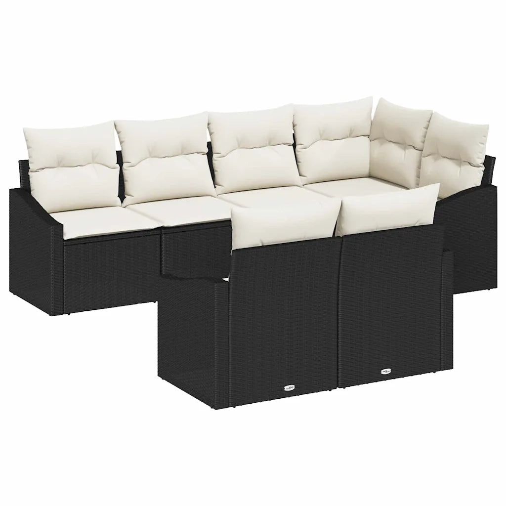 Set Divano da Giardino 7 pcs Nero e Bianco polyrattan 3355426