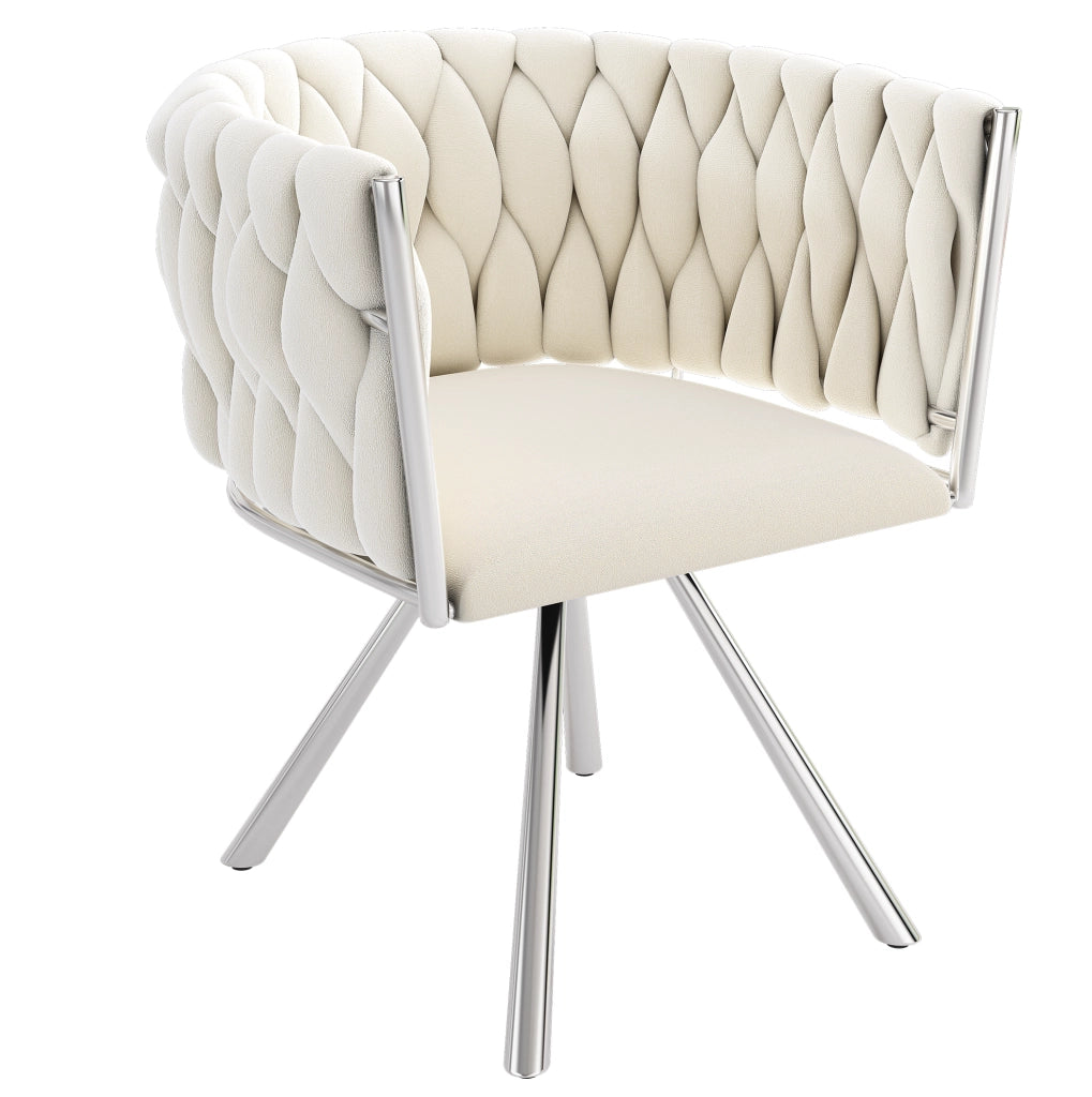 Set di 2 sedie da pranzo girevoli 62.23x60.96x57.15 cm in velluto beige; argento