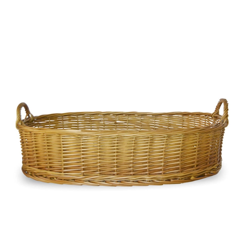 Cesta contenitore ovale vimini intrecciato a mano con manici cm 59x39x20