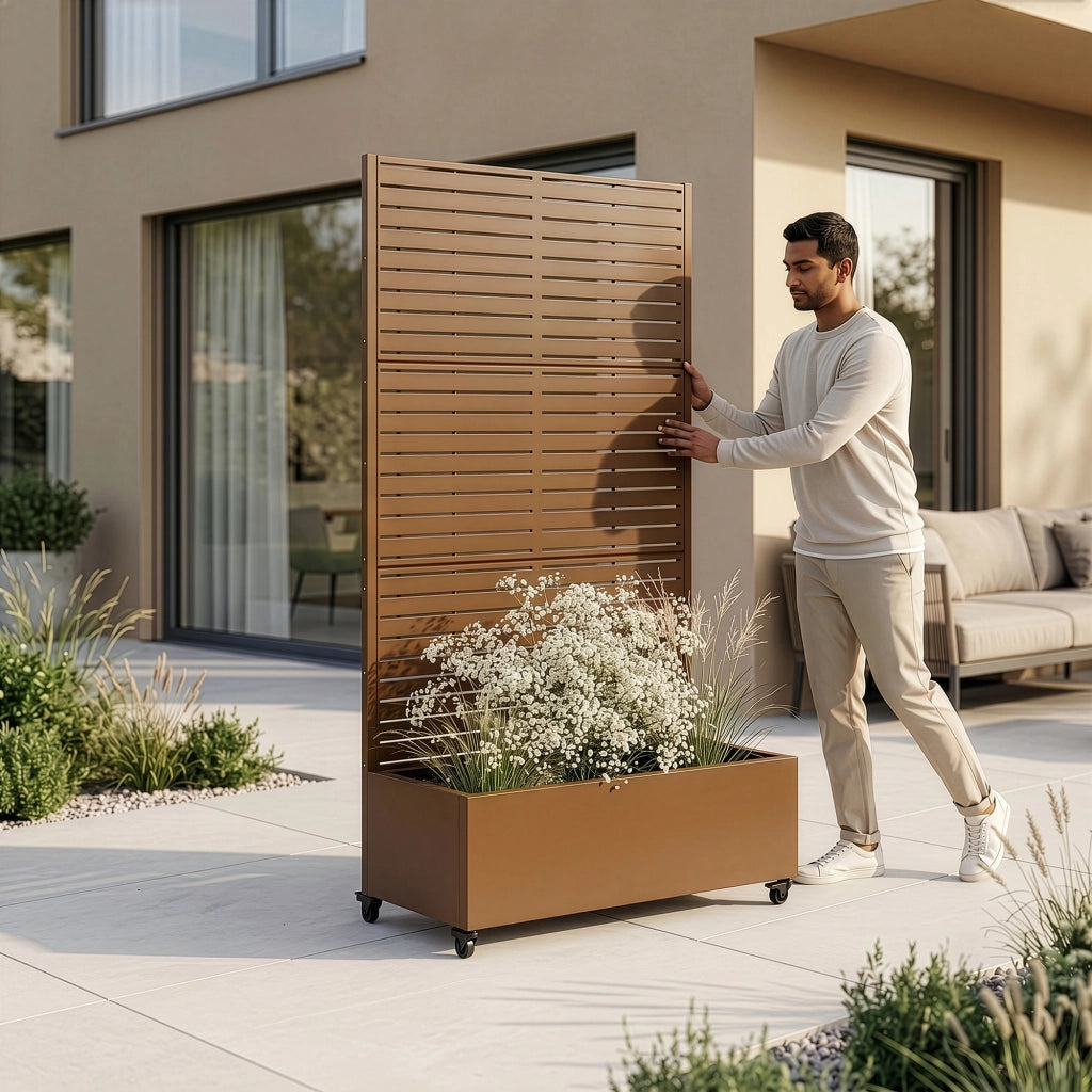 Fioriera con Spalliera Nodepp in Acciaio 190 x 82 x 38 cm - Marrone casa.pro