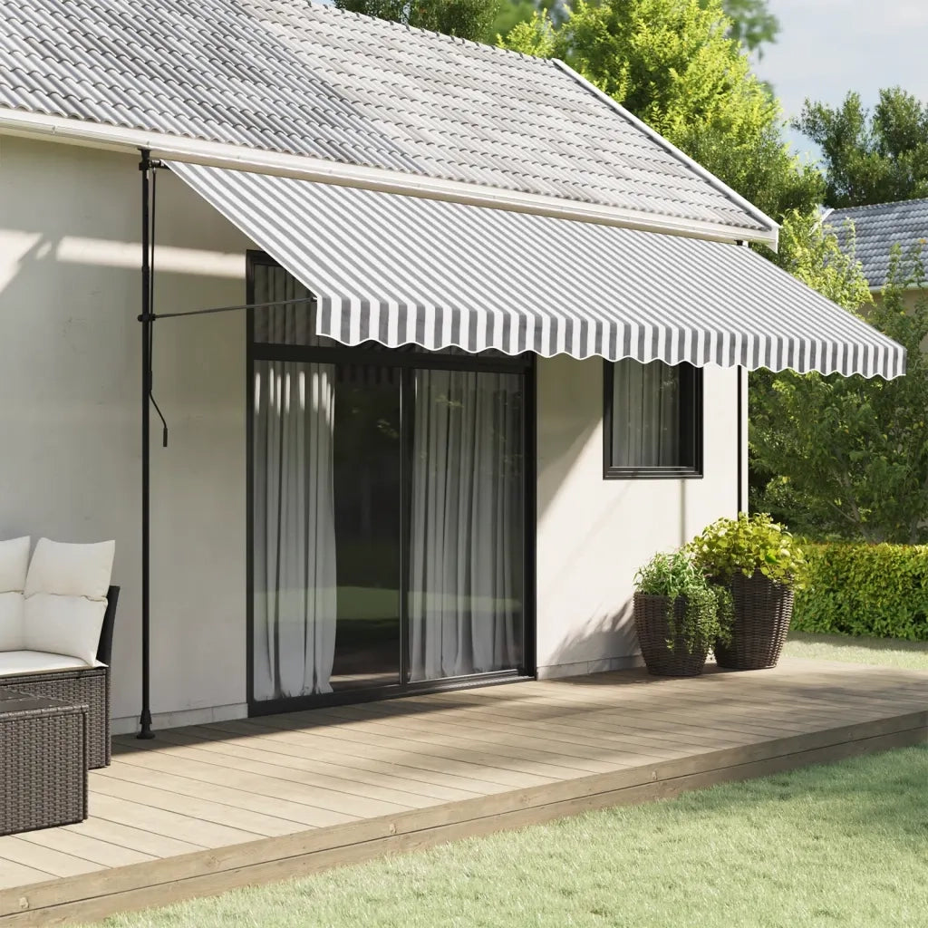 Tessuto Ricambio Mantovana Tenda-Sostituzione della mantovana per tenda Strisce Antracite Bianche 4,5m