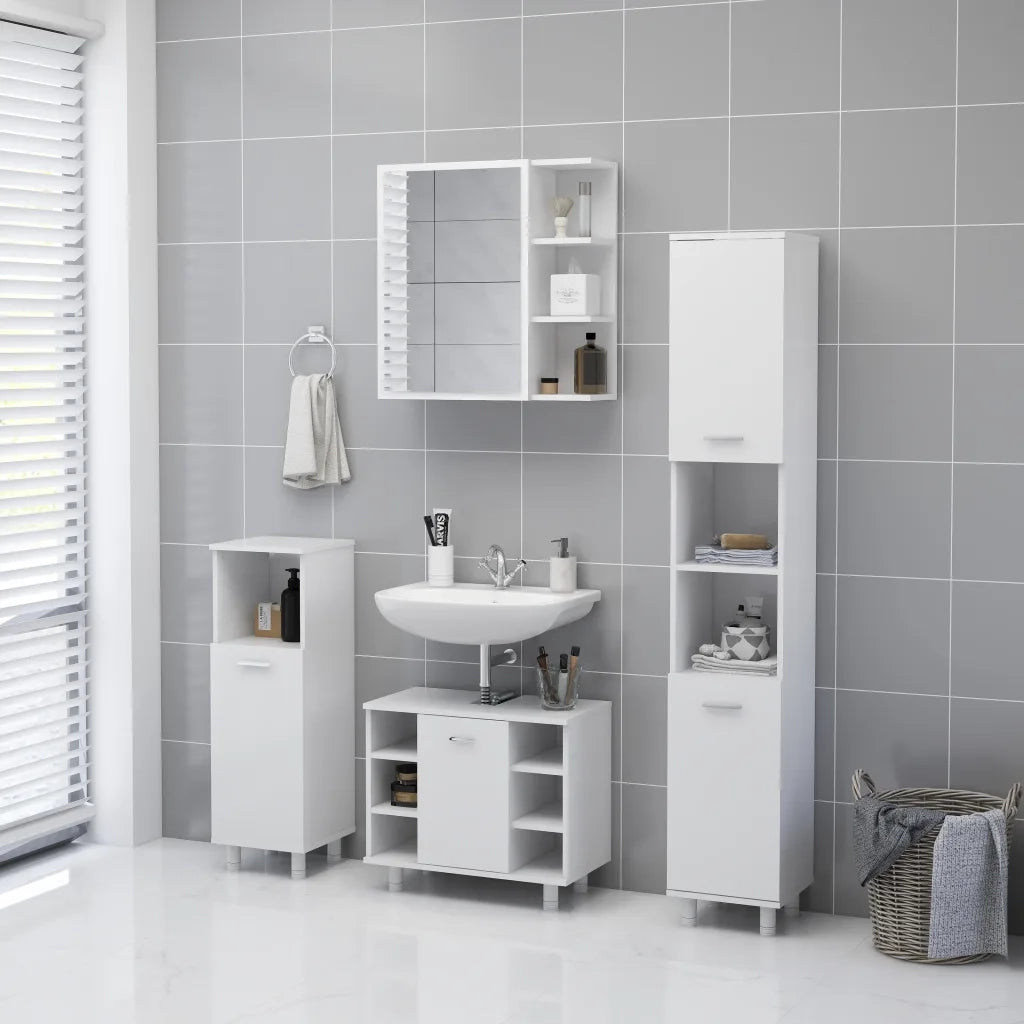 Armadietto a Specchio-Mobiletto a specchio Bianco 62,5x20,5x64 cm Legno Multistrato