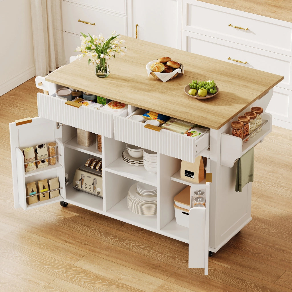 Mobile contenitore da cucina con 2 cassetti e 2 ante per cucina in MDF bianco naturale