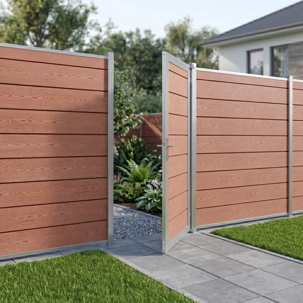 Cancello da Giardino Pedonale Segovia 90x180 cm Porta per Recinzione con Serratura - Marrone NEU.HOLZ