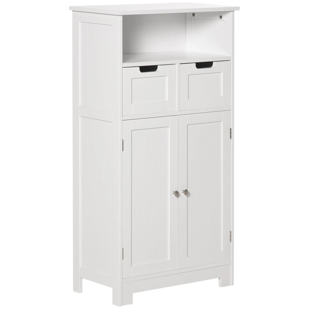 Armadietto da bagno con 2 cassetti e ripiano regolabile ¨C zephmum ¨C bianco 60x30x109 cm