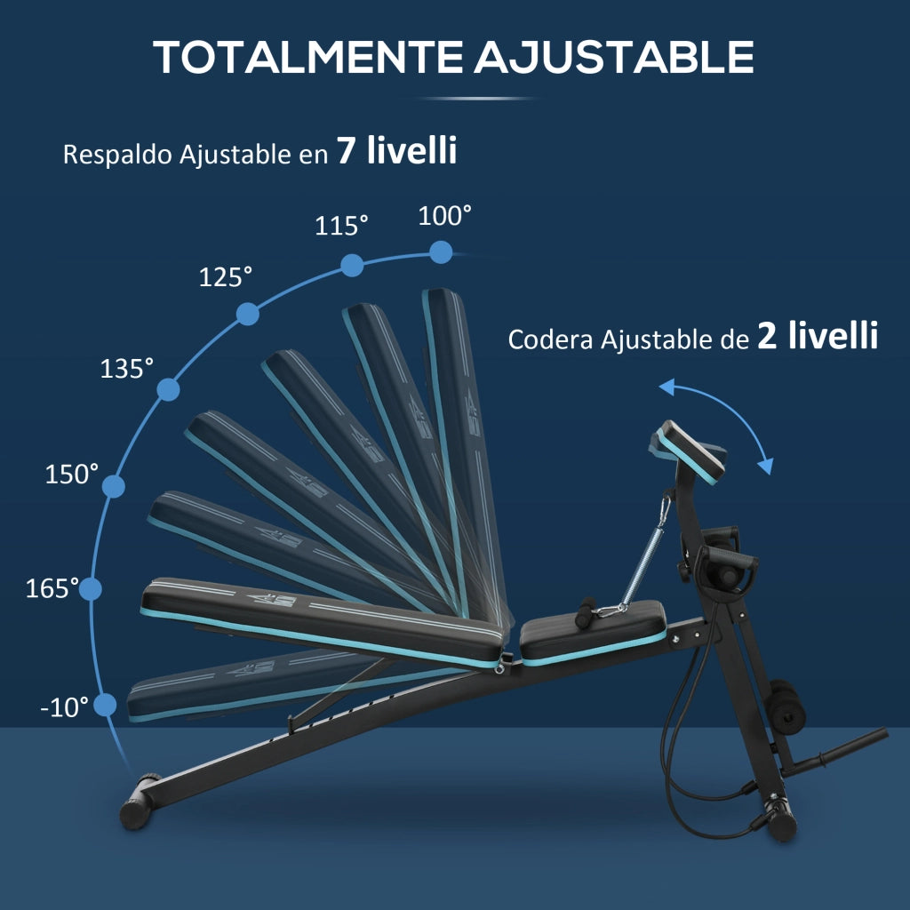 Banco Pieghevole per Palestra con Schienale Regolabile e Cuscinetto Predicatore ¨C zephmum ¨C 160x54x106 cm Nero